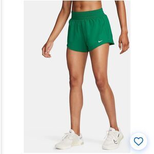 Womens XS Nike One Dri-Fit Mid-Rise 3" Lined Shorts Malachite/Reflective Silver